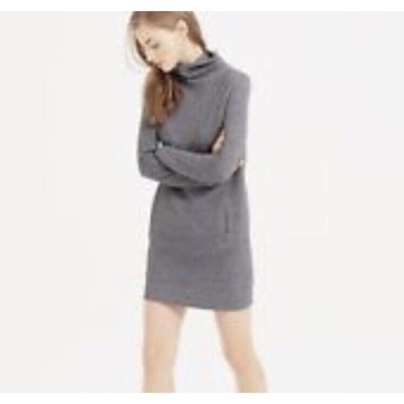 Lou‎ & Grey Womens Gray Sweatshirt Dress Size Small Turtleneck Zip Pockets Mini - Picture 1 of 8